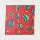 Retro UFO Space Invaders Wandteppich (Vorderseite (Horizontal))