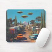 Retro UFO Trailer Park Mousepad (Mit Mouse)