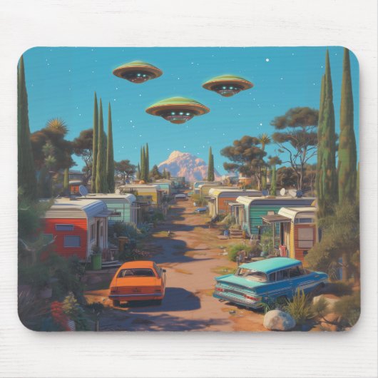 Retro UFO Trailer Park Mousepad (Vorne)