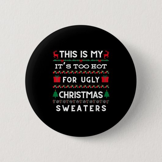 Retro Ugly Christmas Sweater Candy Cane Tree Vibes Button (Vorderseite)