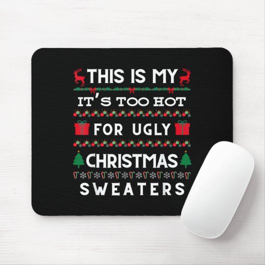 Retro Ugly Christmas Sweater Candy Cane Tree Vibes Mousepad (Mit Mouse)
