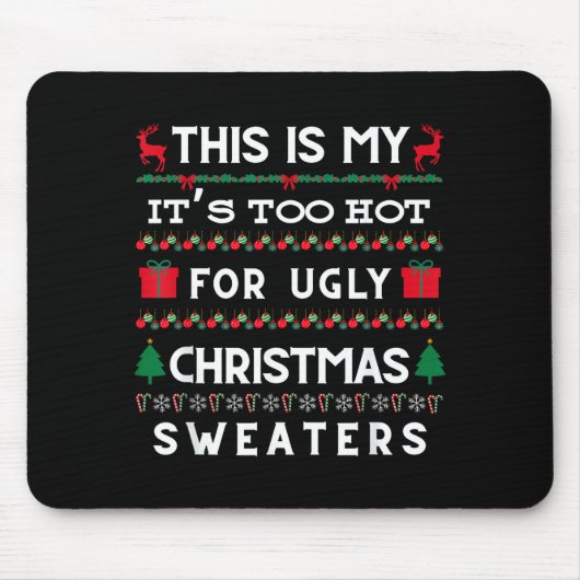 Retro Ugly Christmas Sweater Candy Cane Tree Vibes Mousepad (Vorne)