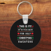 Retro Ugly Christmas Sweater Candy Cane Tree Vibes Schlüsselanhänger (Vorderseite)