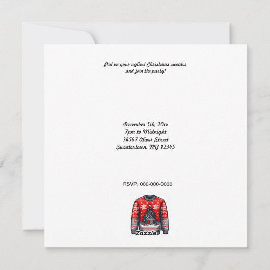 Retro Ugly Christmas Sweater Pop Einladung (Rückseite)