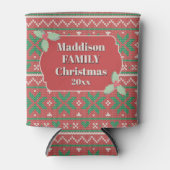 Retro Ugly Christmas Sweater Red Green Holly Dosenkühler (Vorderseite)