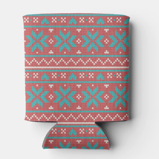 Retro Ugly Christmas Sweater Snowflakes Dosenkühler (Rückseite)