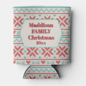 Retro Ugly Christmas Sweater Snowflakes White Dosenkühler (Vorderseite)