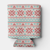 Retro Ugly Christmas Sweater Snowflakes White Dosenkühler (Rückseite)