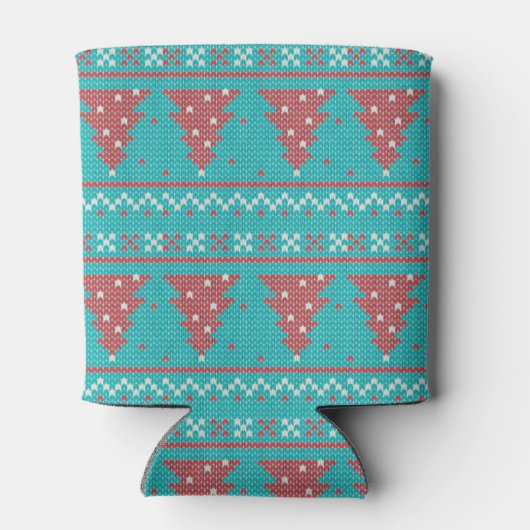 Retro Ugly Christmas Sweater with Trees in Blue Dosenkühler (Rückseite)