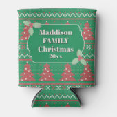 Retro Ugly Christmas Sweater with Trees in Green Dosenkühler (Vorderseite)