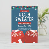 Retro Ugly Sweater Christmas Party Einladung (Stehend Vorderseite)