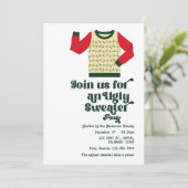 Retro Ugly Sweater Christmas Party Einladung (Stehend Vorderseite)