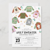 Retro Ugly Sweater Christmas Party Einladung (Vorderseite)