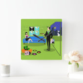 Retro-Uhr für städtische Mehrfamilienhäuser Quadratische Wanduhr (Zuhause)