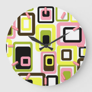 Retro-Uhr im geometrischen Stil der Mitte des Jahr Große Wanduhr