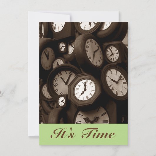 Retro Uhren Es ist Zeit Gr8 Erinnerung Ankündigung (Vorderseite)