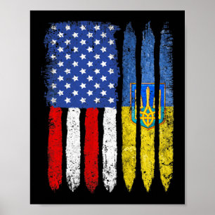 Retro Ukraine-Flagge Vintage Amerikanische Flagge Poster