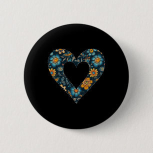 Retro-Ukrainischer Stil Blumenmuster Ukraine Herz Button