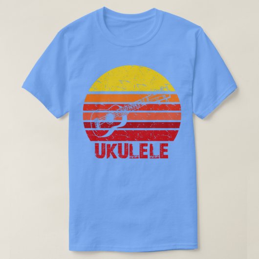 Retro Ukulele Sun Silhouette T-Shirt (Design vorne)
