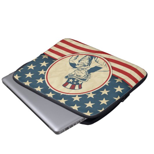 Retro Uncle Sam Rustic Americana Laptopschutzhülle (Vorne Knopf)