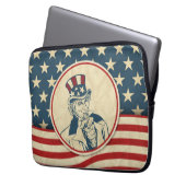 Retro Uncle Sam Rustic Americana Laptopschutzhülle (Vorderseite Links)