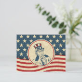Retro Uncle Sam US Flagge Postkarte (Stehend Vorderseite)