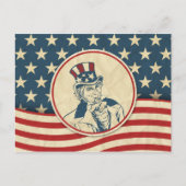 Retro Uncle Sam US Flagge Postkarte (Vorderseite)