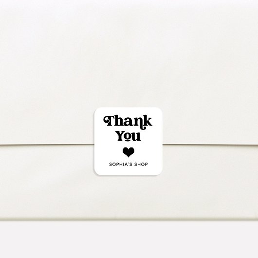 Retro und Boho Black and White Branding Vielen Dan Quadratischer Aufkleber