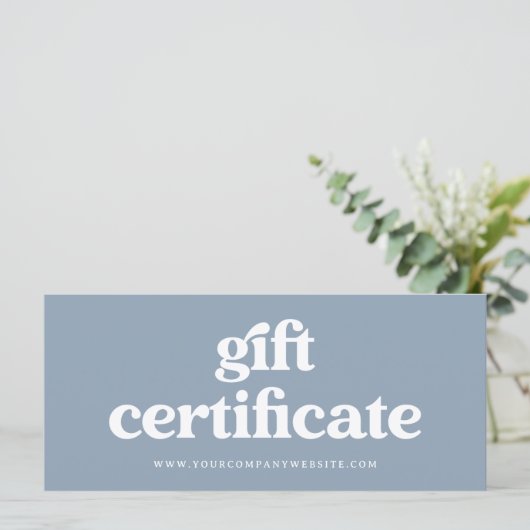 Retro und Boho Dusty Blue | Geschenkgutschein (Stehend Vorderseite)