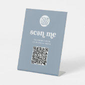 Retro und Boho | Dusty Rose Scan Me QR Code Sockelschild (Vorderseite)