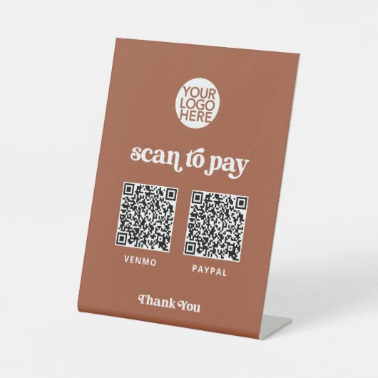 Retro und Boho | Zwei Möglichkeiten, Scannable QR Sockelschild (Vorderseite)