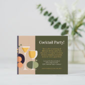 Retro und moderne Cocktail-Party Einladung (Stehend Vorderseite)