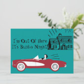 Retro und Vintag Bunko Rote Konvertible Einladung (Stehend Vorderseite)