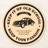 Retro- und Vintage-Oldtimer Runder Pappuntersetzer (Vorderseite)