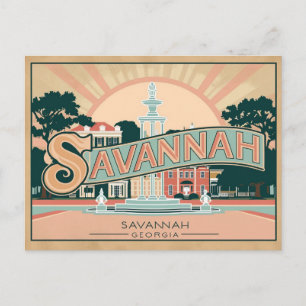 Retro und Vintage von Savannah, Georgia Postkarte