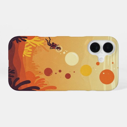 Retro Underwater Bubbles iPhone 16 Hülle (Rückseite (Horizontal))