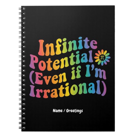 Retro Unendliches Potenzial Irrationaler Pi-Tag-Ma Notizblock (Vorderseite)