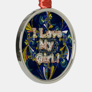 Retro Unendlichkeit I Liebe mein Mädchen Silbernes Ornament