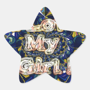 Retro Unendlichkeit I Liebe mein Mädchen Stern-Aufkleber