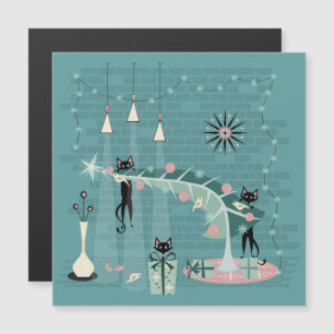 Retro ungezogene Weihnachtskatze Magneteinladung