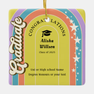 Retro Uni Grad Anerkennung foto quadrat Keramikornament