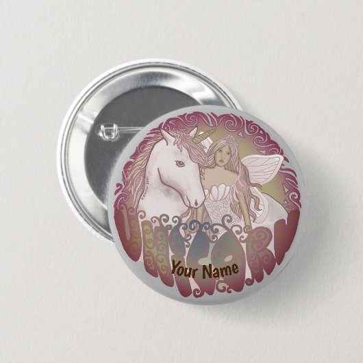 Retro Unicorn-Button Button (Vorne & Hinten)