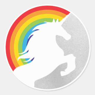 Retro Unicorn der 80er Jahre und Regenbogen Redux  Runder Aufkleber