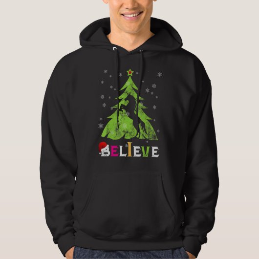 Retro Unicorn Liebhaber glauben Weihnachtsmannmütz Hoodie (Vorderseite)