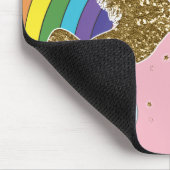 Retro Unicorn Rainbow & Gold Stars Mousepad (Ecke)