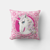 Retro Unicorns und Daisis Muster auf Pink Kissen (Vorderseite)