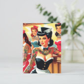 Retro Uniform Girls Postkarte (Stehend Vorderseite)