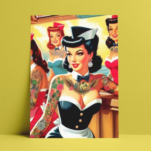 Retro Uniform Girls Postkarte