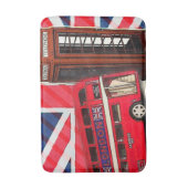 Retro Union Jack London Bus rote Telefonkabine Badematte (Vorderseite Vertikal)