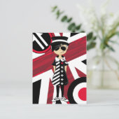 Retro Union Jack Mod Girl Postkarte (Stehend Vorderseite)